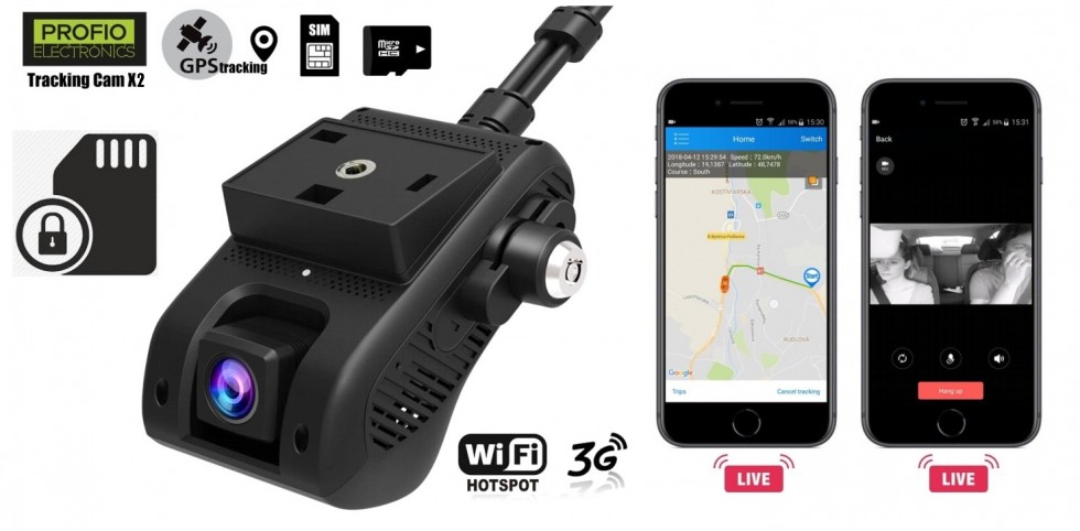 Professional dual car camera for GPS tracking + real-time cameras PROFIO tracking Cam X2 -