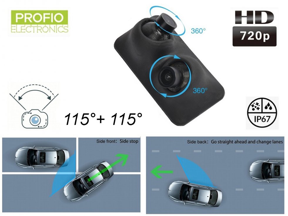 skæg lække retning Dual rotating mini HD car camera IP68 + shooting angle 115° | Profio.shop
