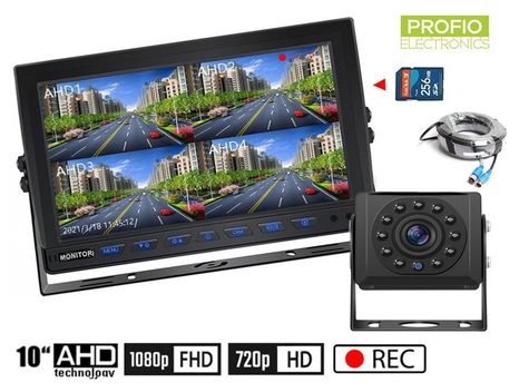 AHD reversing set - LCD HD hybrid 4CH monitor 10,1" + 1x HD camera with 11 IR LED