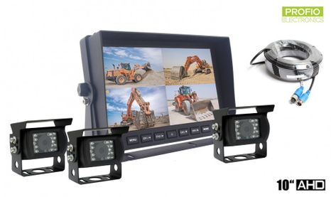 Cable parking set AHD - HD 10" monitor + 3x camera with 18 IR LEDs