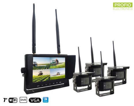 Wireless reversing cameras with monitor - 4x camera + 7" LCD with recording (Image and Sound)
