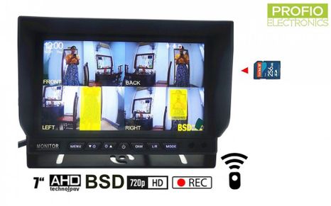 7 "LCD car monitor with recording + BSD object detection function