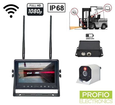 Laser system for forklift 7″ AHD monitor + FULL HD wifi camera IP68 + battery 2600 mAh