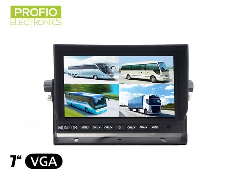 LCD monitor 7" with 4 pin-cinch reduction and connection of up to 4 reverse cameras