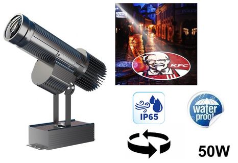 LED Logo projector 50W at a distance of 2 to 10 meters, rotating