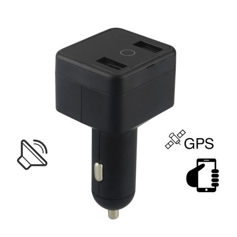 GPS car tracking in the car charger 2x USB + active listening