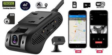 PROFIO X4 - WiFi dual car camera + GPS monitoring + Live transmission