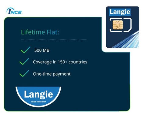 SIM card LANGIE ULTRA prepaid 500MB data volume - 2G/3G/4G/LTE support for translation in 150 countries