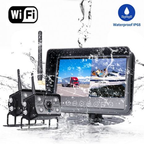 Wi-Fi waterproof SET AHD - 7" LCD monitor with IP68 protection + 2x reversing cameras